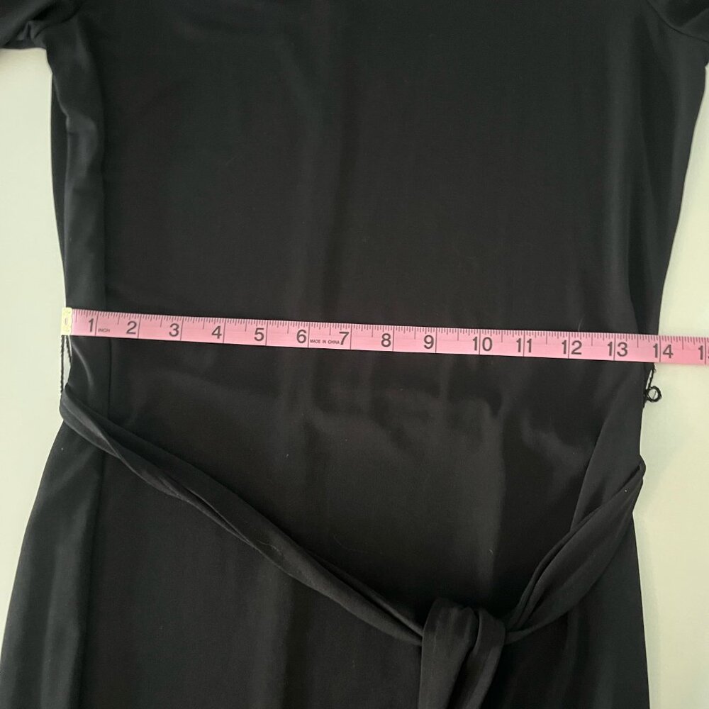 Vintage Oscar Red Label Black Scoop Neck Knit Mini Dress with Tie Belt, Size 4 - Picture 5 of 6